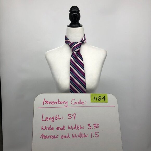 Michael Michael Kors Purple & Pink Multicolor Striped Silk Tie - Picture 8 of 9